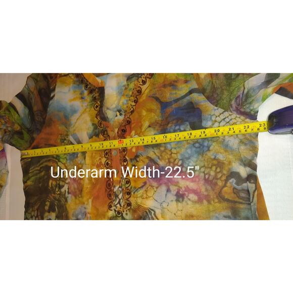 Soft Surroundings Top Topper Womens XL Sheer Boho Lightweight Sequins Pretty! - Picture 13 of 16